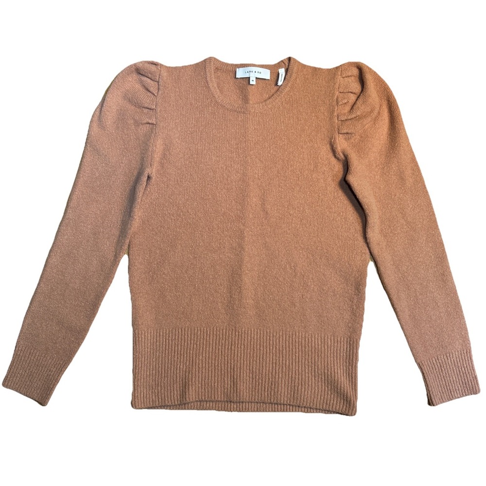 Lark & Ro Boucle Puff Long Sleeve Crew Neck Sweater Blush Mocha Size Medium
